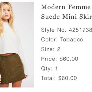 Free People Suede Mini Skirt